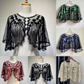 Miniatyrbillede 2 af 6: Flapper Sjal Sjal Beaded SORT Black