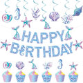 Miniatyrbillede 4 af 10: Guirlander vedhæng Banner Little Mermaid Party C C C