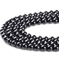 Miniatyrbillede 1 af 4: Naturlig sort onyx sten semi ædelstensperler Runde løse perler