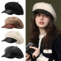 Miniatyrbilde 8 av 10: Ull Filt Visir Lue Beret KAFFE coffee