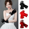 Pikkukuva 5 / 10: Bridal Gloves Short Gloves WINE RED Wine red