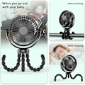 Miniatyrbillede 6 af 8: Blæksprutte Fan Stroller Fan SORT 5200MAH 5200MAH