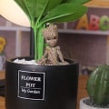 Pikkukuva 4 / 9: 2 kpl Grote-kukkaruukku Little Tree Man Miniature Fairy Garden white