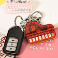 Miniatyrbilde 6 av 10: Piano Nøkkelring Elektronisk Keyboard Keychai TRANSPARENT SORT Transparent Black