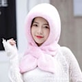 Miniatyrbilde 7 av 10: Integrert Cap Skjerf Beanie Hat Skjerf WINE RED Wine red