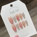 Pikkukuva 6 / 6: 10 kpl/laatikko 3D Käsinmaalaus Käsintehdyt Nails Pearl Chain False LShort
