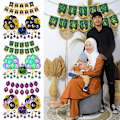 Miniatyrbillede 4 af 10: 1 sæt Eid Mubarak Banner Bunting Latex Ballon C C