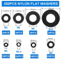 Miniatyrbillede 2 af 7: 550 stk Nylon skiver Flad skive sortimentssæt Metrisk ring