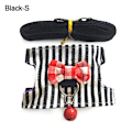 Miniatyrbillede 1 af 10: Stribet kæledyrsbryststrop Bowtie-selevest SORT S S Black S-S