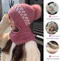Miniatyrbilde 10 av 10: Integrert Cap Skjerf Beanie Hat Skjerf GRÅ Grey