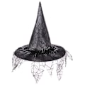 Miniatyrbillede 1 af 10: Halloween heksehatte med web slør SORT Black