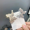 Miniatyrbild 8 av 10: 3st Full Diamond Butterfly Hårnålar Shine Bangs Clip SILVER Silver