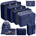 Miniatyrbillede 1 af 10: 9stk Bagageopbevaringstasker Rejsekufferttasker NAVYBLÅ Navy Blue