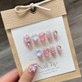 Miniatyrbillede 1 af 7: 10 stk/æske Dream Moon Stars Håndlavede Negle 3D Butterfly False SShort ladder