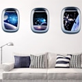 Miniatyrbild 3 av 5: 3D Space Astronaut Window Väggdekor Galaxy and Planet