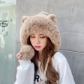Miniatyrbilde 4 av 10: Varme strikkede luer pelsbeanie lue ROSA pink
