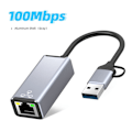 Pikkukuva 1 / 10: Ethernet-sovitin USB Type-C -verkkokortti 100 MBPS 100 MBPS 100Mbps