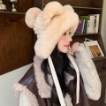 Pikkukuva 10 / 10: Faux Fur Beanies Hattu Kissa Korva Neulottu Cap GRAY grey