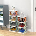 Miniatyrbilde 6 av 10: Stabelbar Skostativ Sko Hylle GRØNN 4 LAG 4 LAG green 4 layers-4 layers