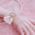 Miniatyrbillede 2 af 7: Sort Hvid Blondehandsker Gothic Lolita Mesh Sløjfehandske SORT Black
