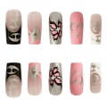 Miniatyrbild 4 av 4: 24st Fake Nails Long French Ballerina ZF-02