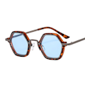 Miniatyrbild 1 av 10: Små polygonala solglasögon Punk Shades LEOPARD-BLÅ LEOPARD-BLÅ Leopard-Blue