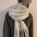 Miniatyrbillede 7 af 10: Vinter Cashmere tørklæde Lang kvast tørklæder KHAKI Khaki