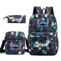 Miniatyrbilde 1 av 9: 3-delt Set Stitch Ryggsekk Skulderryggsekk Canvas BLÅ D D BLUE D