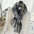 Miniatyrbilde 7 av 7: Cashmere klassisk rutete skjerf Overdimensjonert Tartan-skjerf C C C