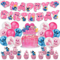 Miniatyrbilde 2 av 3: Rosa Stitch Barn Fødselsdagsfest Dekorasjonsballonger Sett set 2