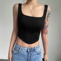 Miniatyrbillede 1 af 10: Crop Tops Kort Top SORT L black L