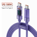 Miniatyrbilde 1 av 9: Mobil datakabel ladekabel 1M100W C-C LILLA 100W C-C 1m100W C-C Purple