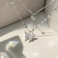 Miniatyrbillede 1 af 10: Skinnende sommerfugl halskæde lille vedhæng halskæde SØLV Silver