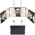 Miniatyrbillede 1 af 11: 3-vejs Trifold Spejl 360° Barber Spejl SORT black