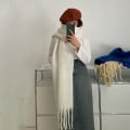 Miniatyrbilde 4 av 10: Mohair Dame Skjerf Lang Skjerf SVART black
