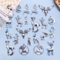Miniatyrbillede 1 af 5: 66 stk Elk Charms Vedhæng Retro Jul Dyr Charms Bulk