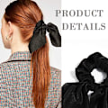 Miniatyrbillede 5 af 7: 5 stk Silke Scrunchie Bowknot Hårreb SORT black