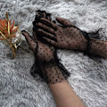 Miniatyrbillede 3 af 9: 2 Stk Dot Print Tyl Handske Sort Hvid Mesh Handske 1 1 1