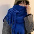 Miniatyrbillede 1 af 10: Vinter Cashmere tørklæde Lang kvast tørklæder MØRKEBLÅ Dark blue