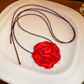 Miniatyrbild 1 av 10: Rose Flower Choker Big Rose Halsband RÖTT red