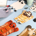 Miniatyrbillede 3 af 9: Håndlavet uldfilt glasbrik Animal dækkeserviet SORT PANDA SORT Black Panda