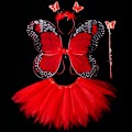 Pikkukuva 7 / 10: Lasten pukurekvisiitta Butterfly Wings -setit PUNAINEN 3 KPL / SET 3 Red 3 pcs/set-3 pcs/set
