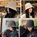 Pikkukuva 7 / 10: Knitted Bucket Hat Cuff Knit Beanie BEIGE beige