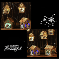 Miniatyrbild 8 av 8: 2ST Christmas Luminous Cabin Luminous Trähus DUBBELTAK Double Roof Elderly