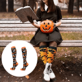Miniatyrbilde 4 av 7: Halloween kompresjonssokker Flaggermus gresskaruglestrømper GUL yellow S/MGhost-Ghost