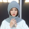 Pikkukuva 5 / 10: Fleece Lämmin Neulottu Hattu Hattu Set MUSTA black