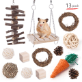 Miniatyrbilde 7 av 10: Hamster Chew Lekesett Naturlig Tre Rotting Ball Tilbehør 8 STK 8pcs