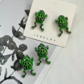Miniatyrbild 4 av 7: 1 par Frog örhängen Djur örhängen STYLE 3-CLIP STYLE 3-CLIP Style 3-Clip