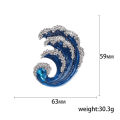 Miniatyrbillede 2 af 10: Blue Ocean Wave Broche Dame Broche Pins BLÅ 2 2 Blue 2-2