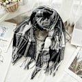 Miniatyrbilde 1 av 7: Cashmere klassisk rutete skjerf Overdimensjonert Tartan-skjerf A A A